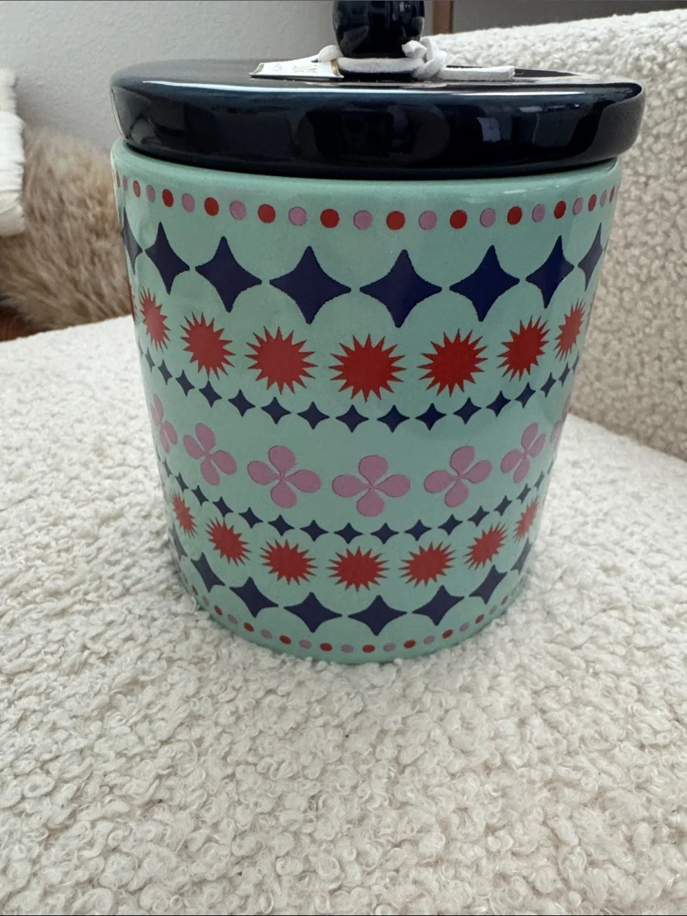 Anthropologie‎ Floral Jasmin Blossom Ceramic candle - Blue Leopard Maeve